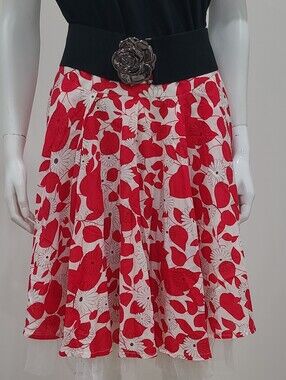 Uttam London Red & White Floral Circle Skirt